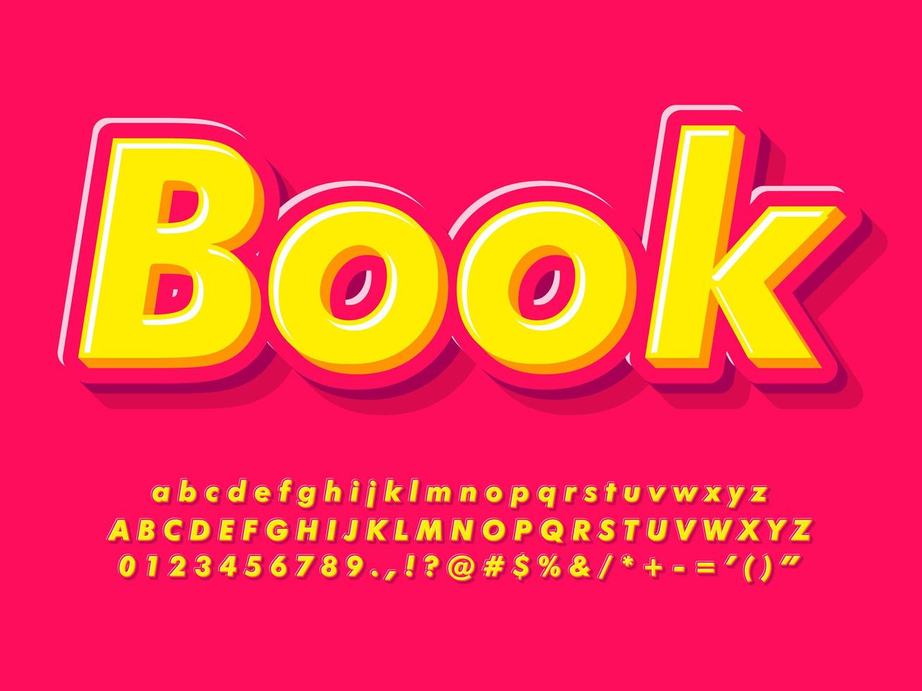 Modern pink and yellow 3d alphabet and text vector