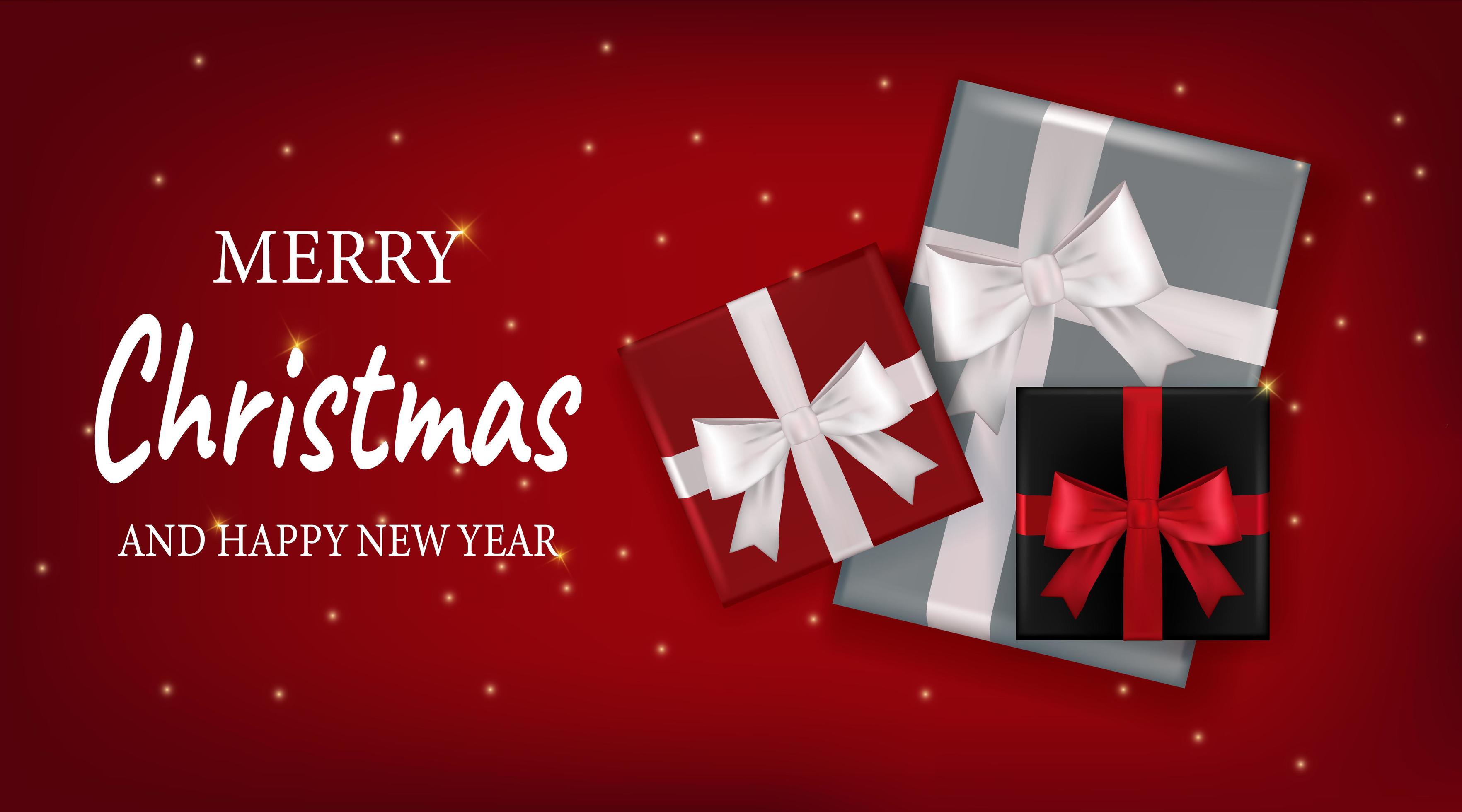 Christmas and New Year greeting card with gift boxes 1410495 Vector Art