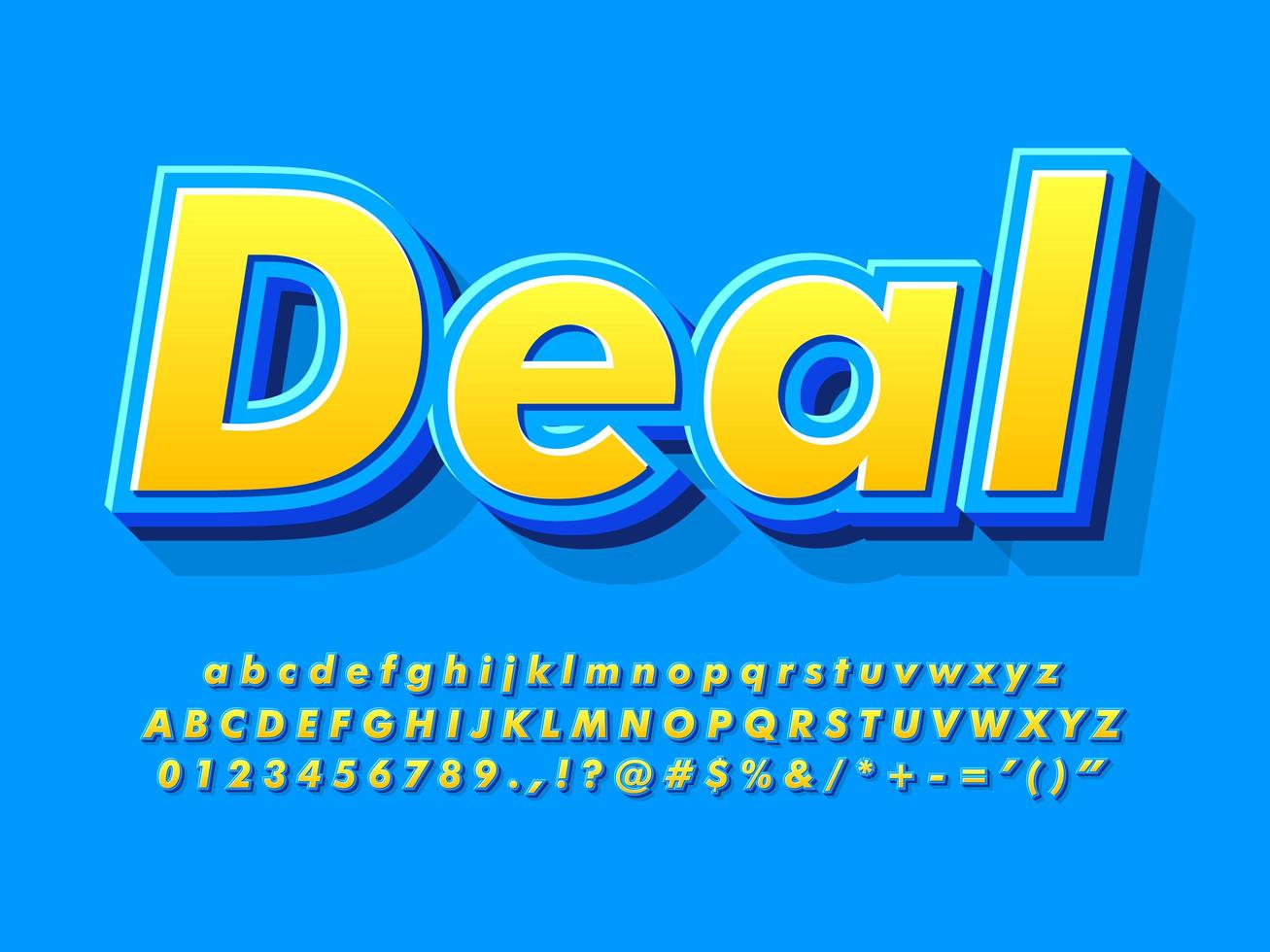 Layered bold yellow gradient text on blue vector