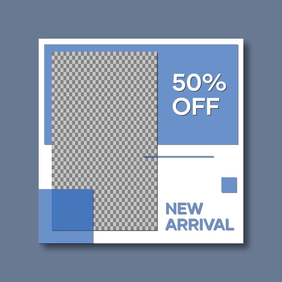 Blue and white social media post template vector