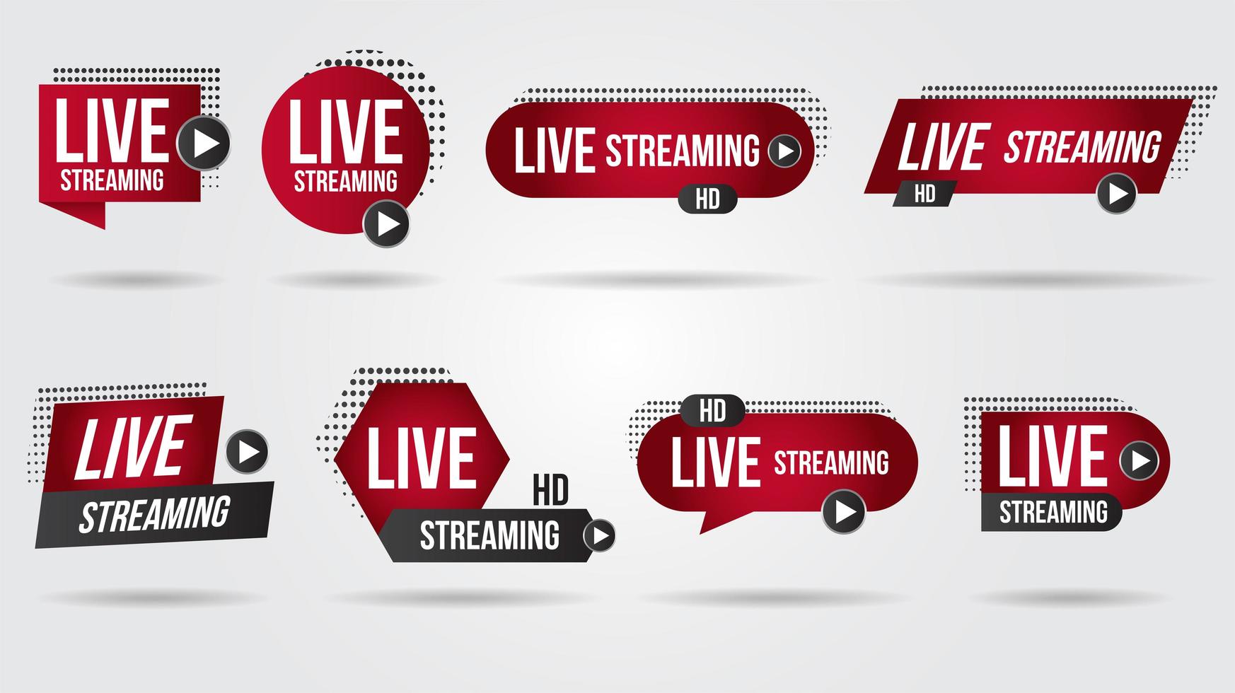 Set of live video streaming icons vector