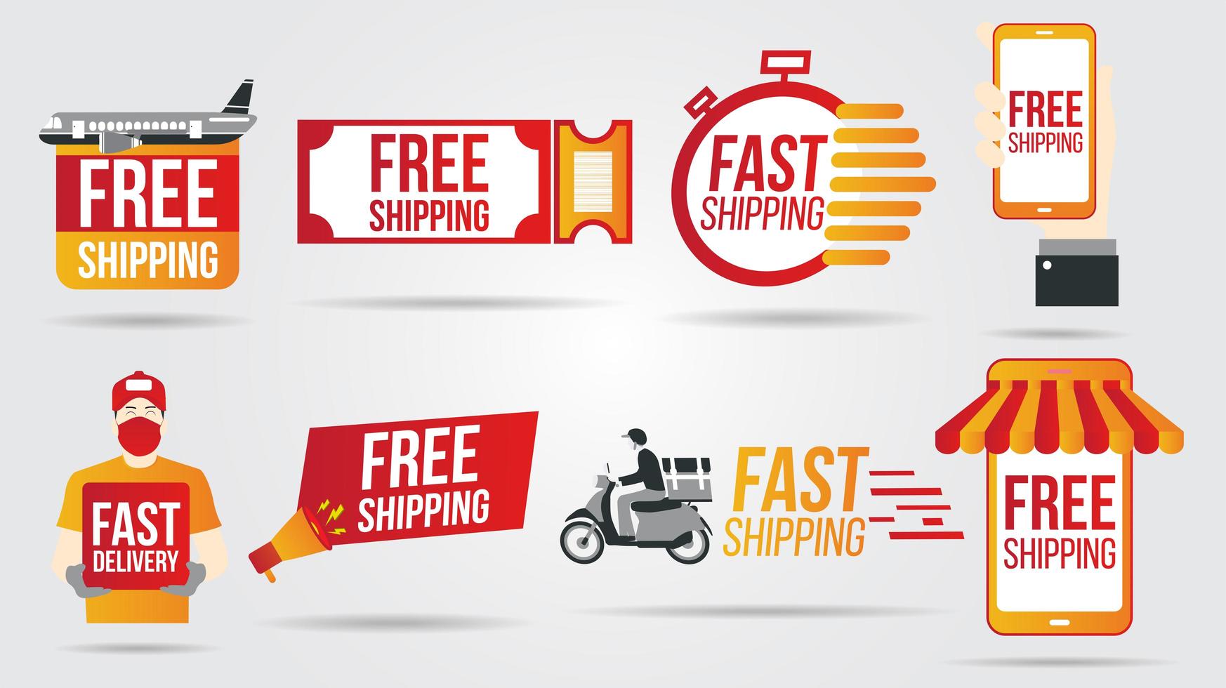 Free shipping icons set vector