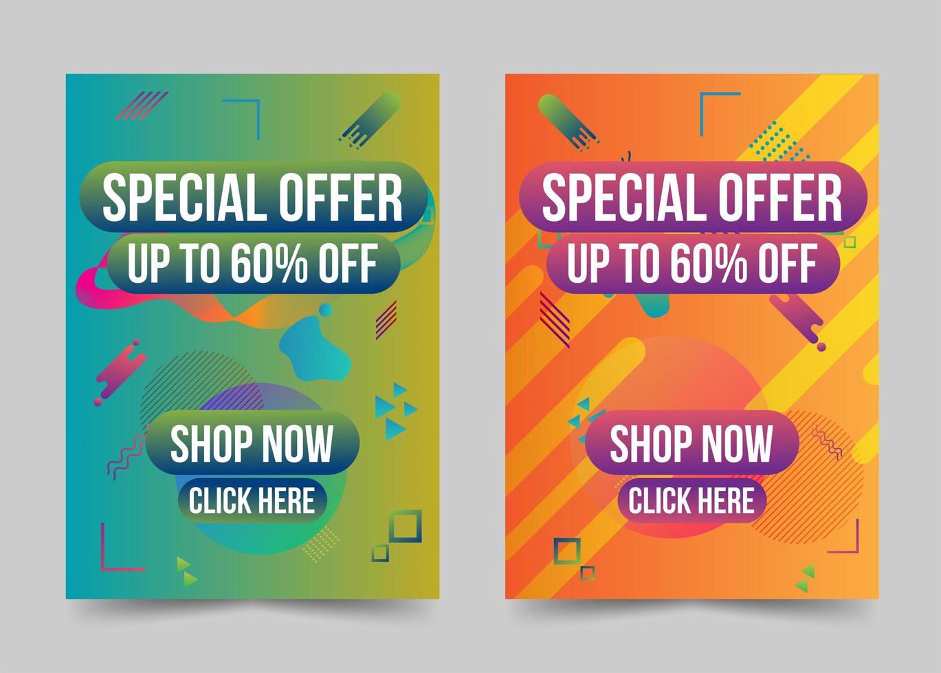 Modern abstract shape gradient special offer banner set vector