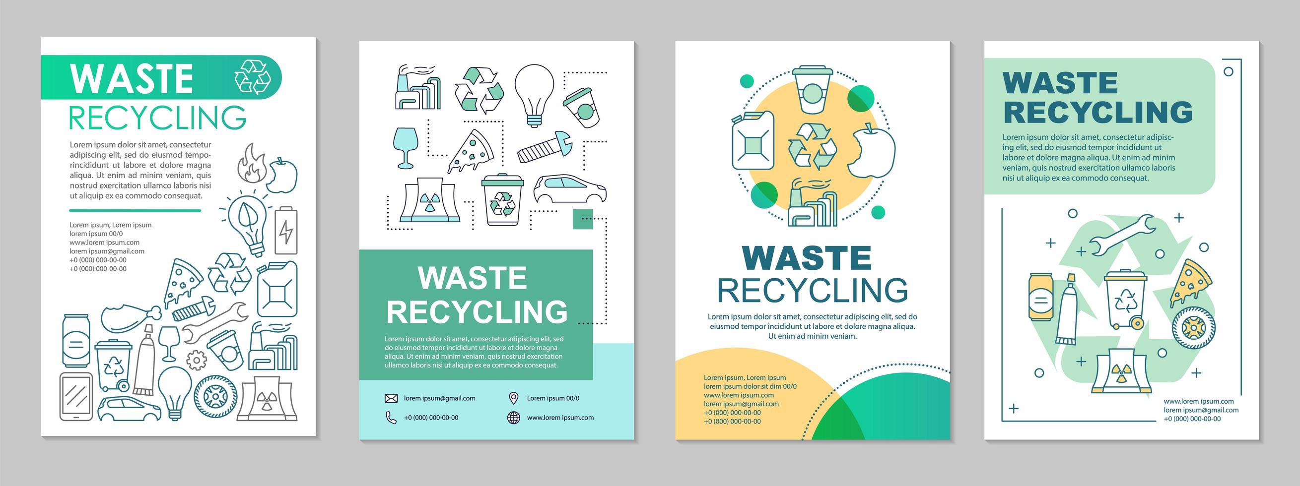 Waste recycling brochure template layout vector