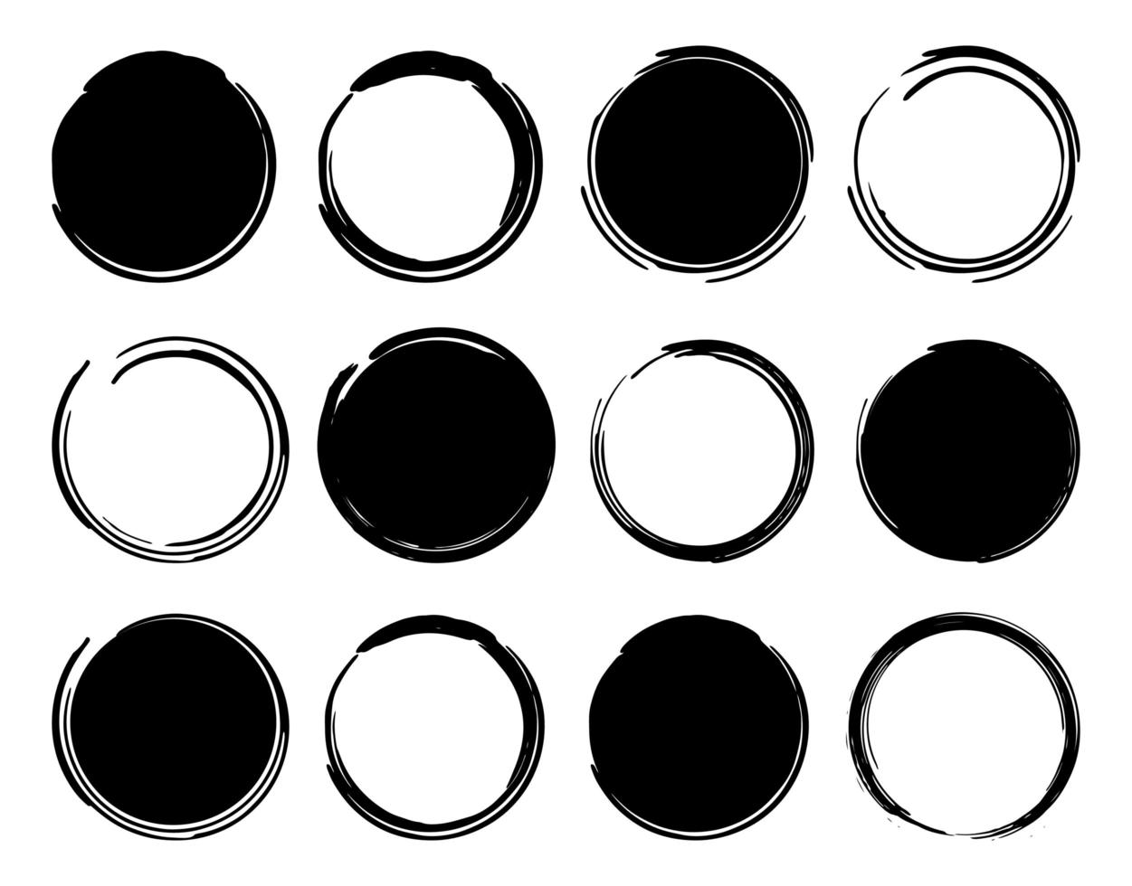 marcos redondos de tinta negra vector