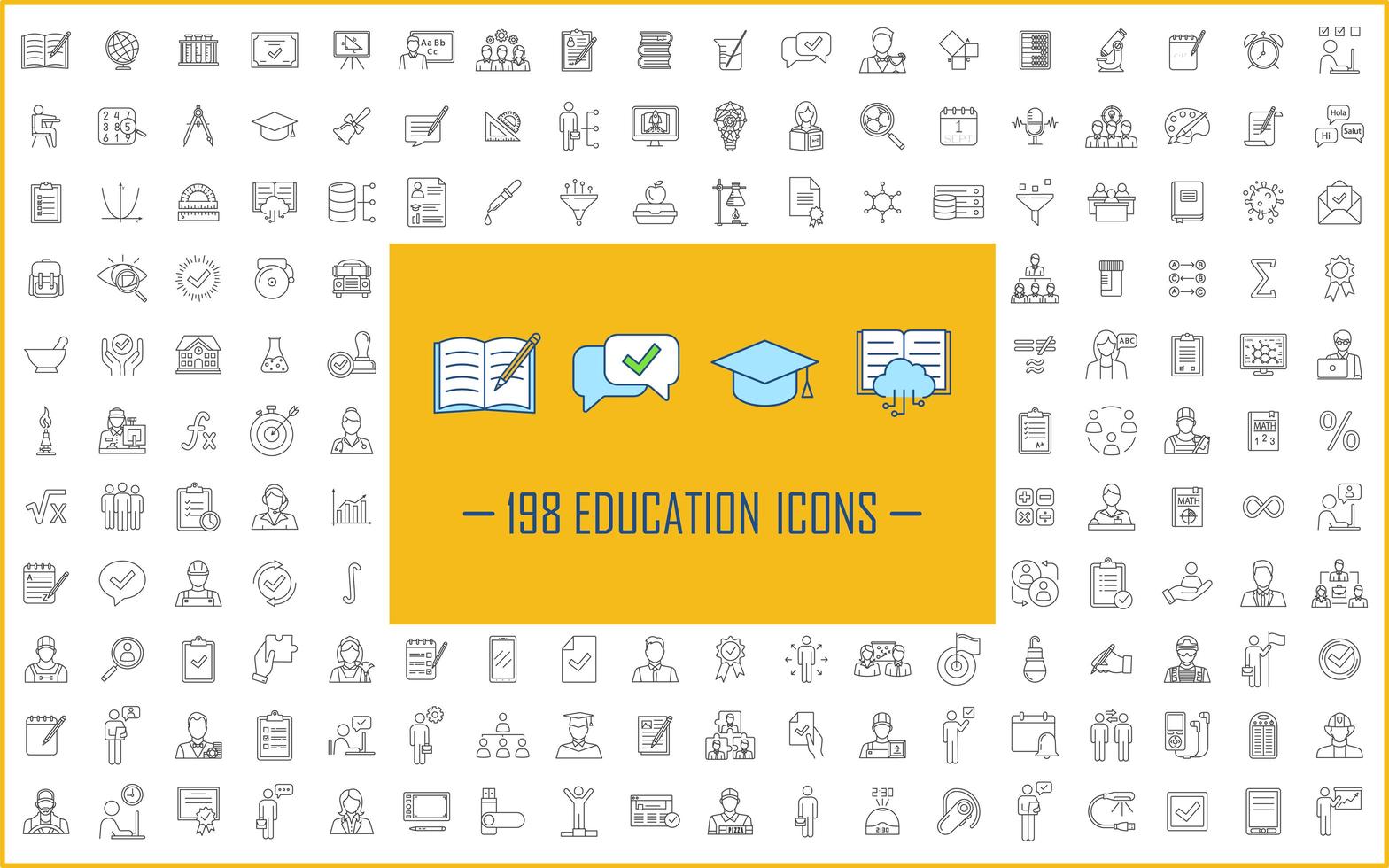 iconos lineales de educación vector