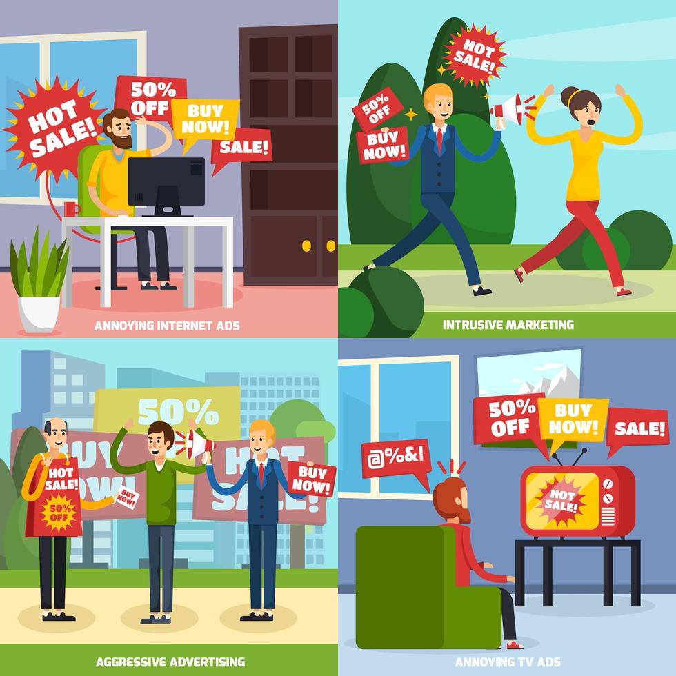 Annoying and intrusive advertisement set vector
