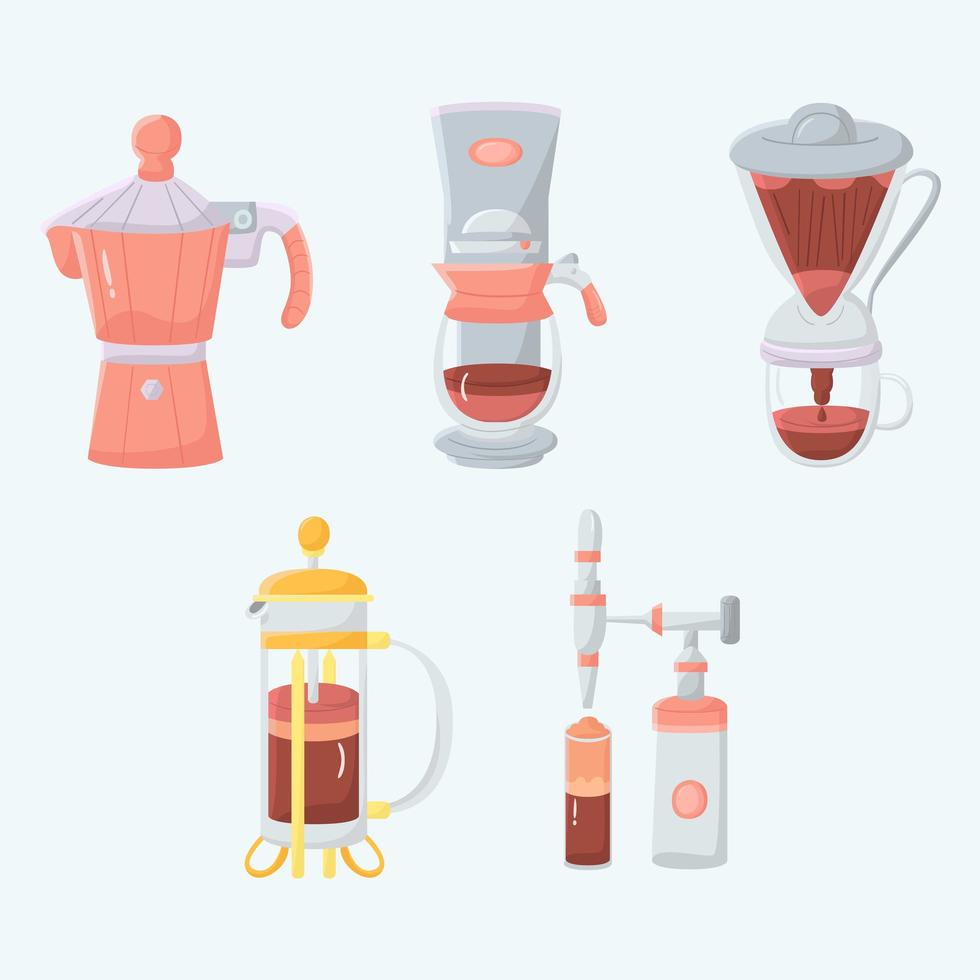 Coffee brewing methods design vector