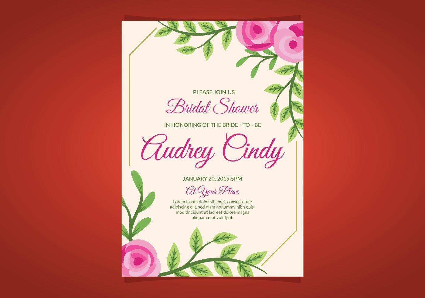 Bridal Shower Floral Card Template vector