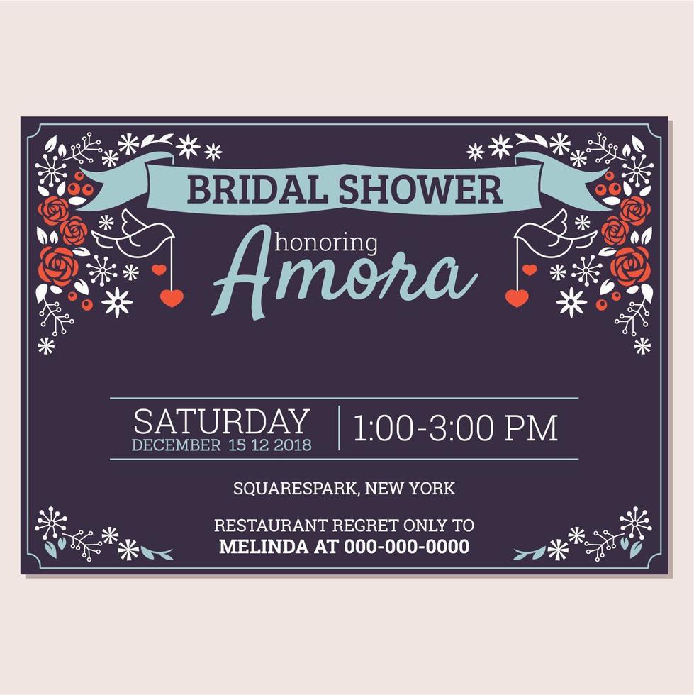 Bridal Shower Invitation Card Template vector