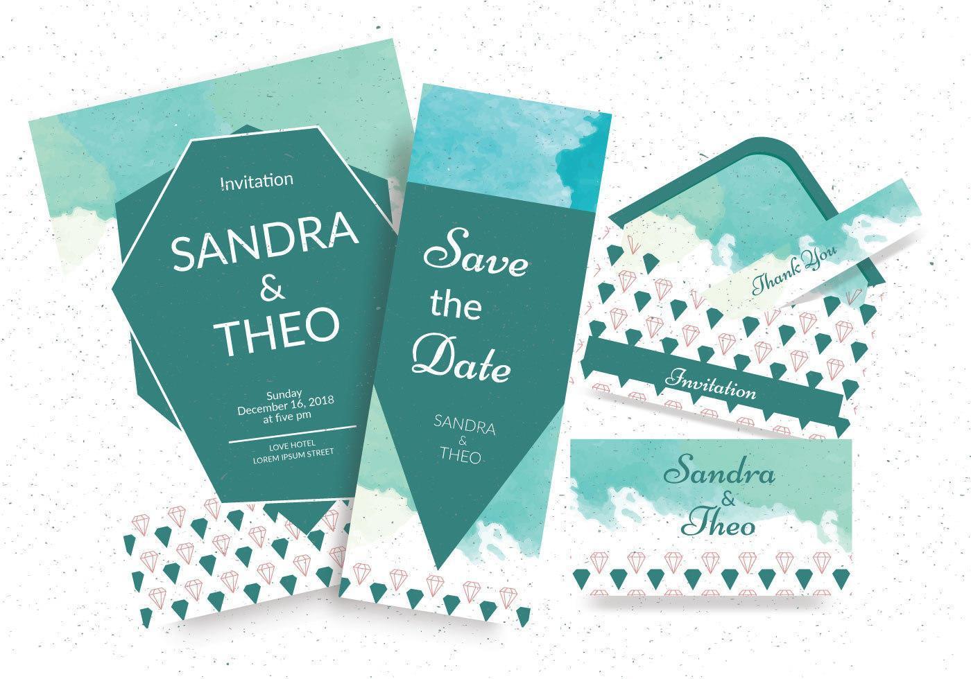 Geometric Watercolor Invitations vector