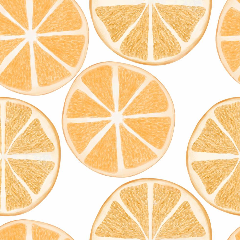 Watercolor citrus orange slice seamless pattern vector