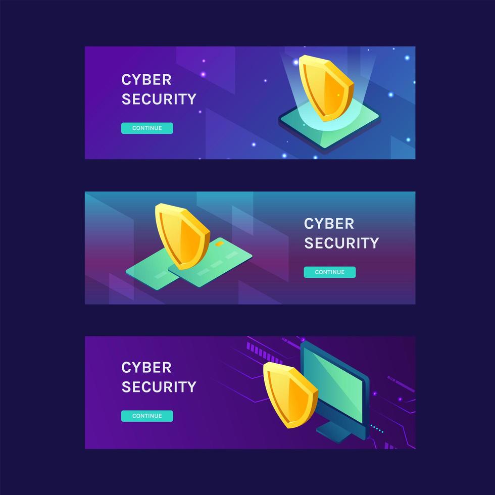 Cyber Security for Gadget Web Banner vector