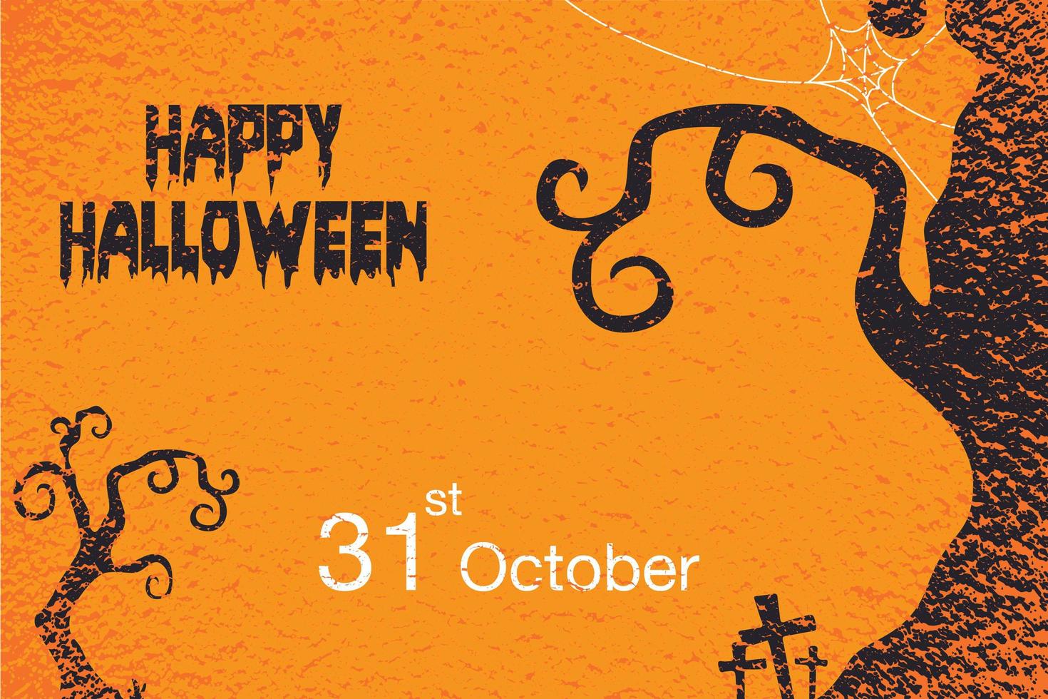 Happy Halloween Grunge Spooky Tree Poster vector