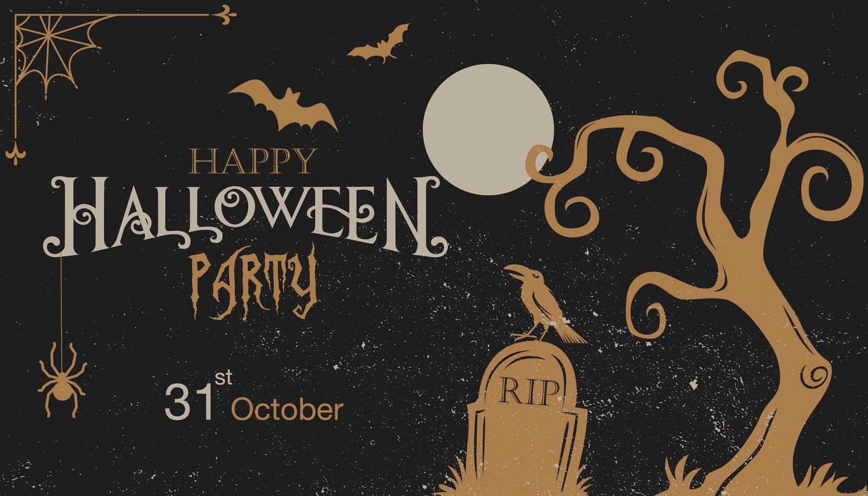 Halloween vintage grunge invitation with cemetery theme vector