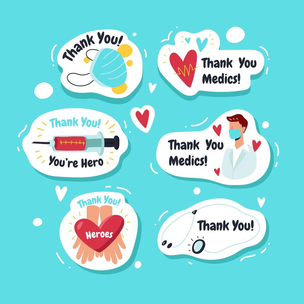 Thank You Medic Frontliners Sticker Collections vector