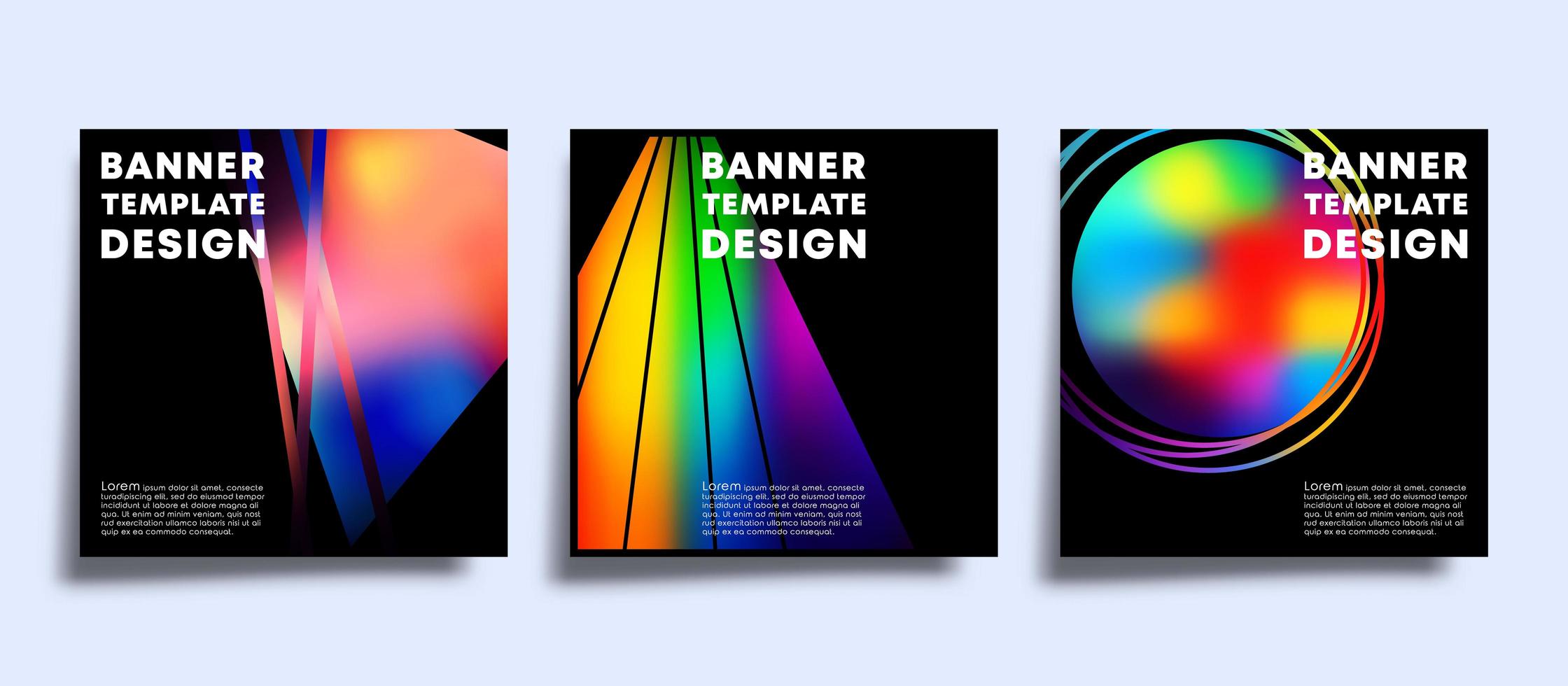 Banner template set with colorful gradient shapes. vector