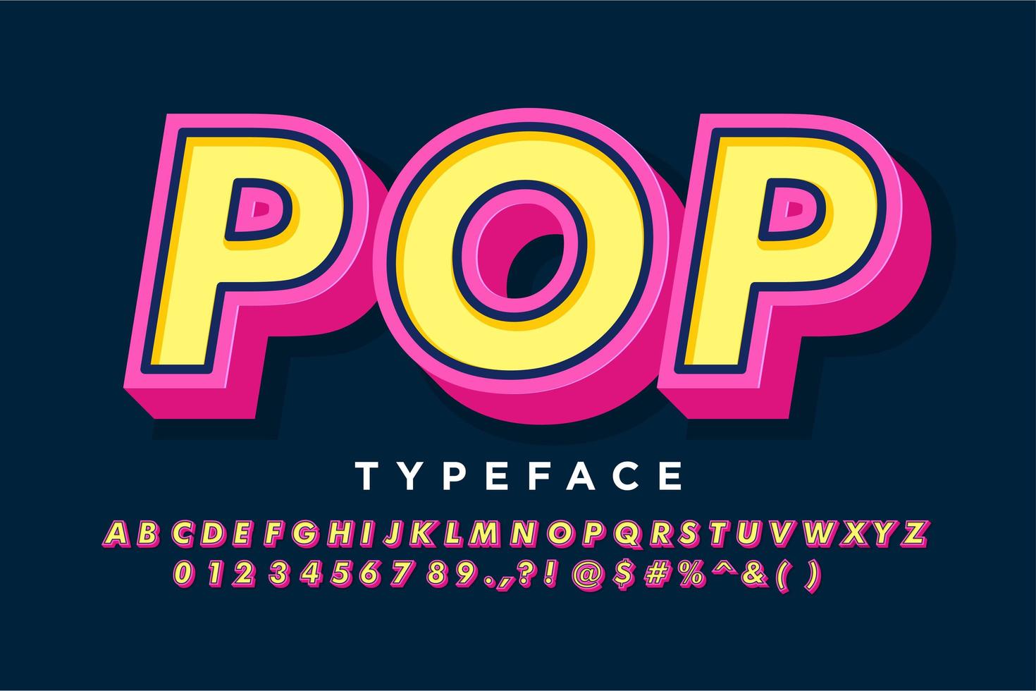 Pink and yellow retro alphabet style vector