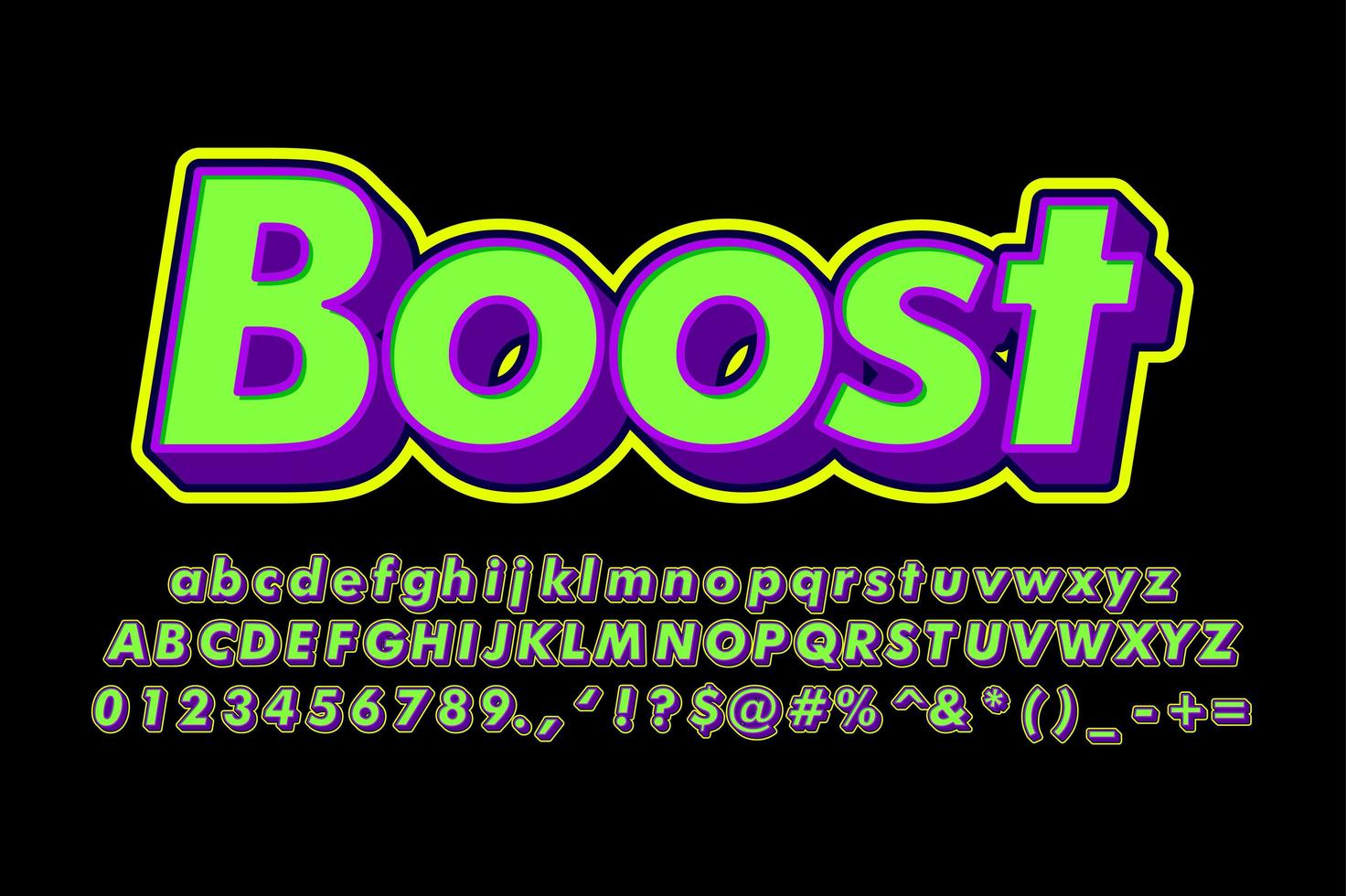 Modern neon green and purple alphabet style vector