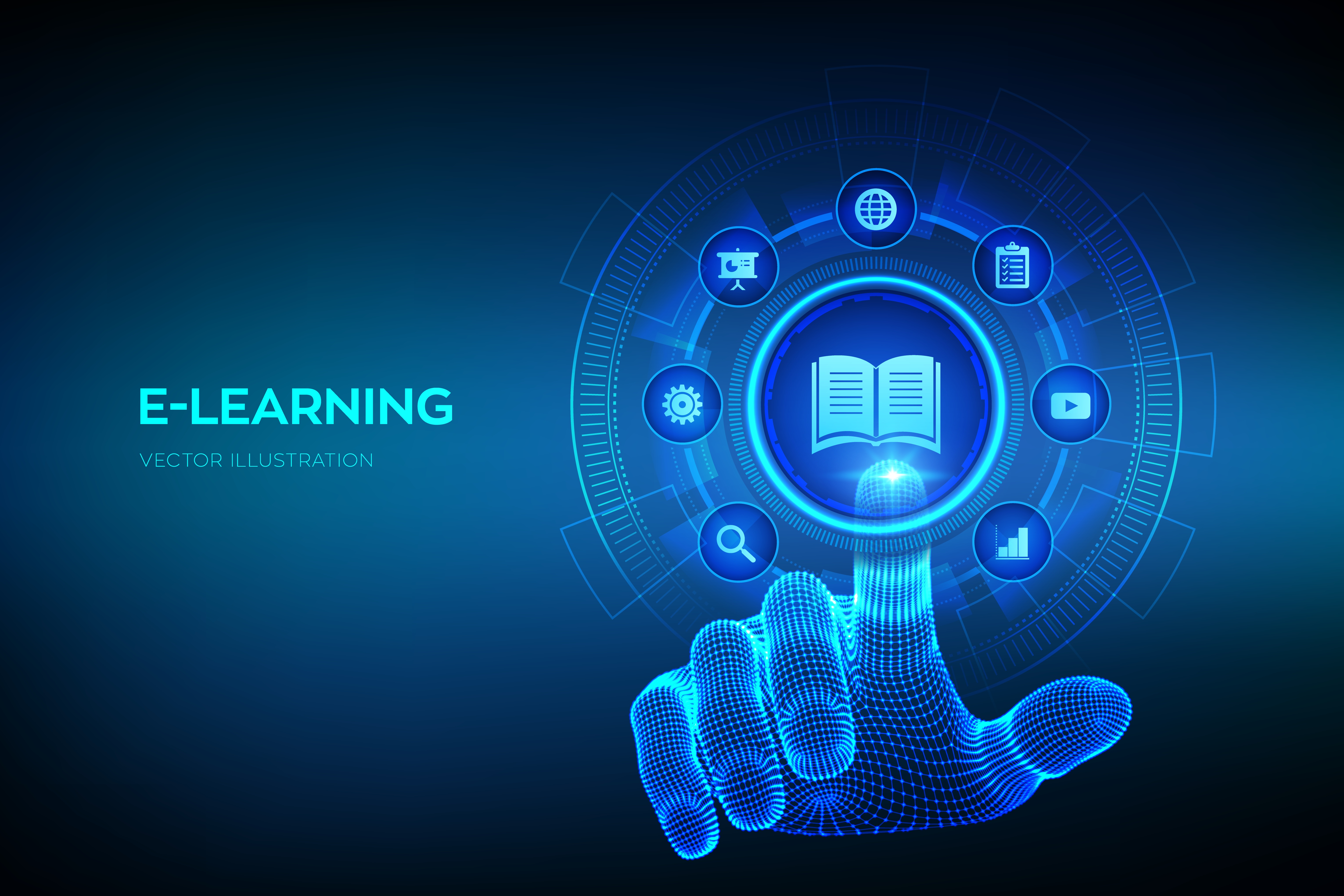 E-learning online education futuristic banner 1410879 Vector Art at Vecteezy