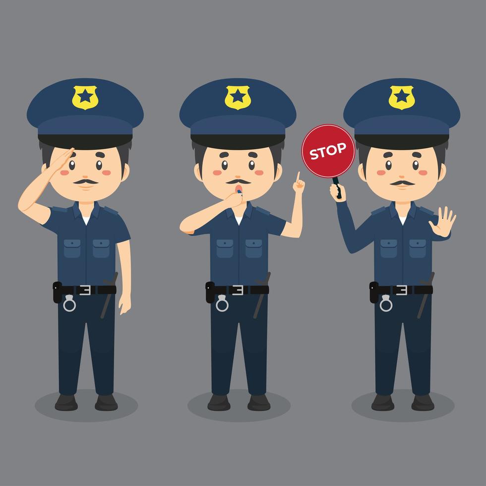 Male Police Characters Doing Various Activities vector