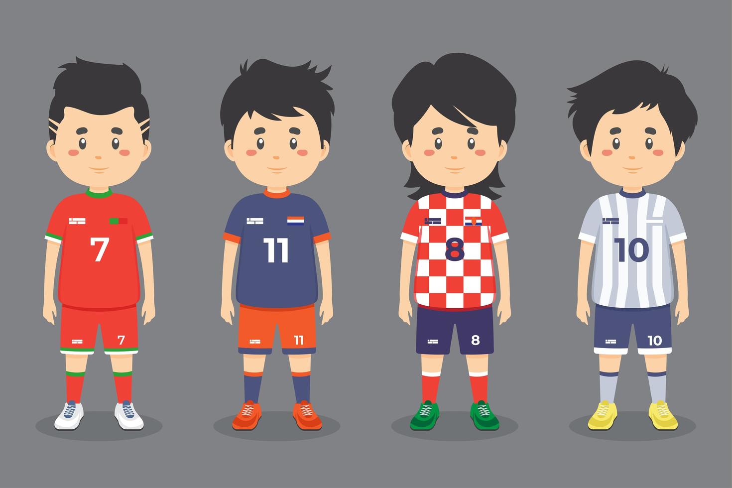 conjunto de caracteres de fútbol masculino vector