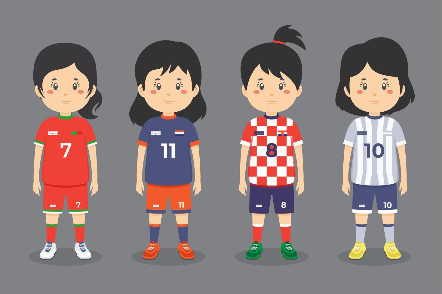 Female Soccer Character Set vector