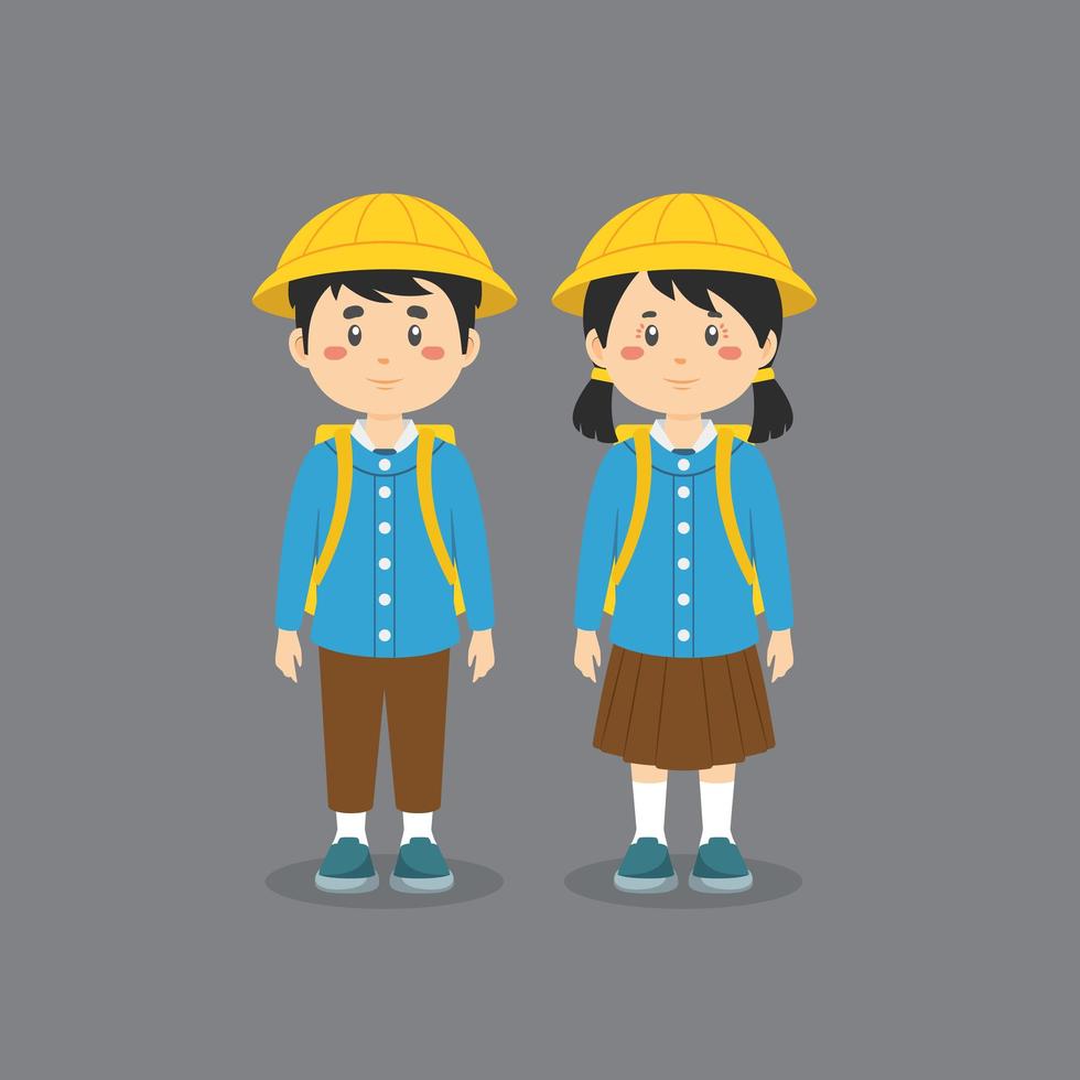 Cute Characters Wearing Elementary School Uniforms vector
