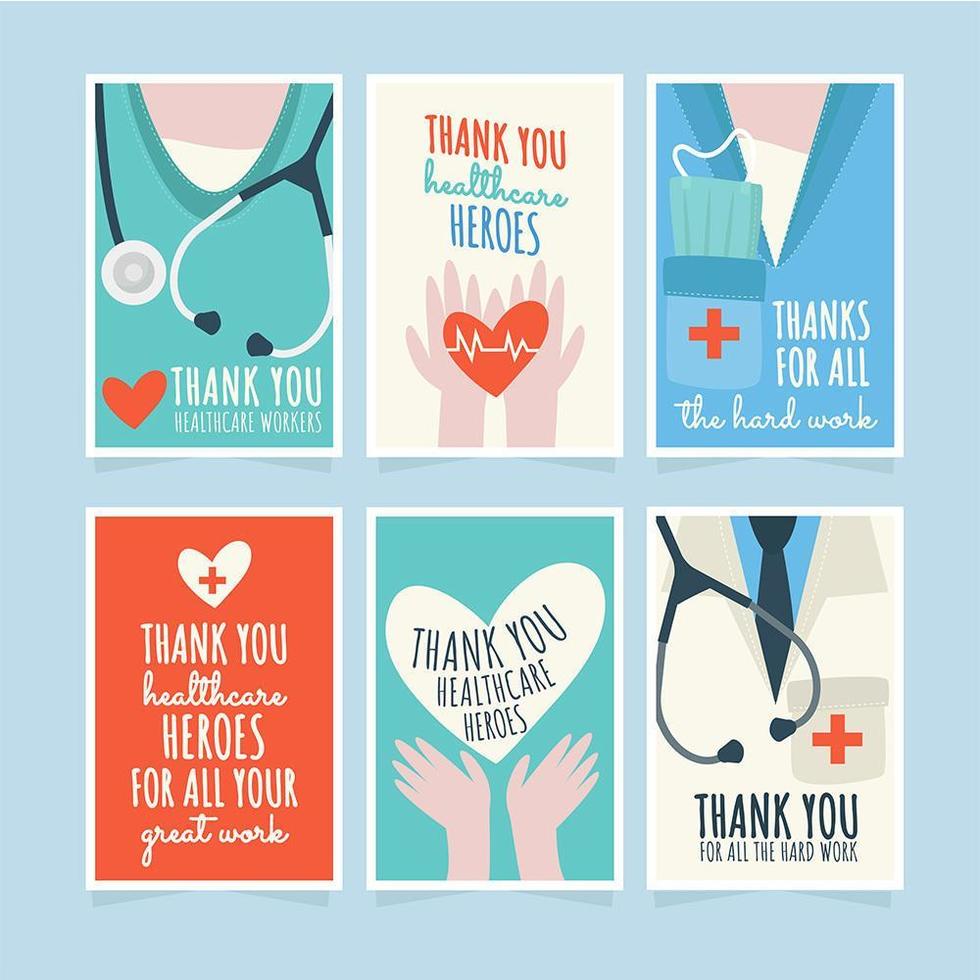 Thank You Cards for Healthcare Officers vector