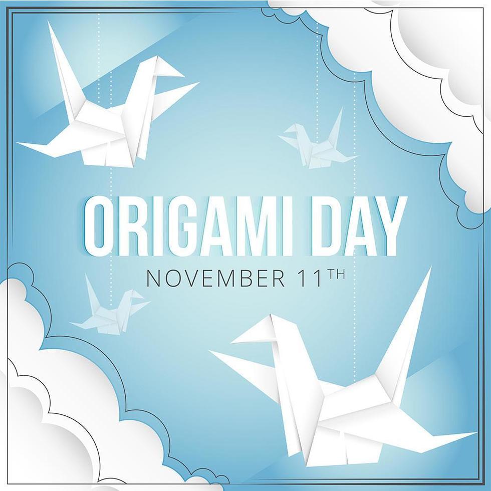 Origami Day Illustration with Crane Birds vector