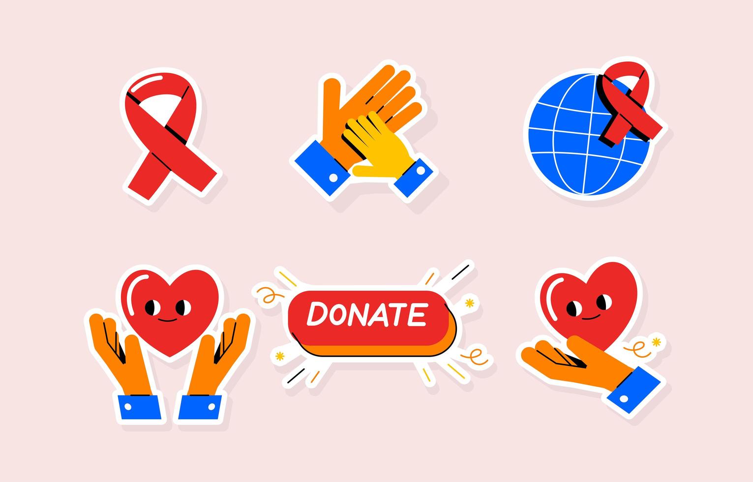 Volunteers Helping Hands Sticker Icon vector