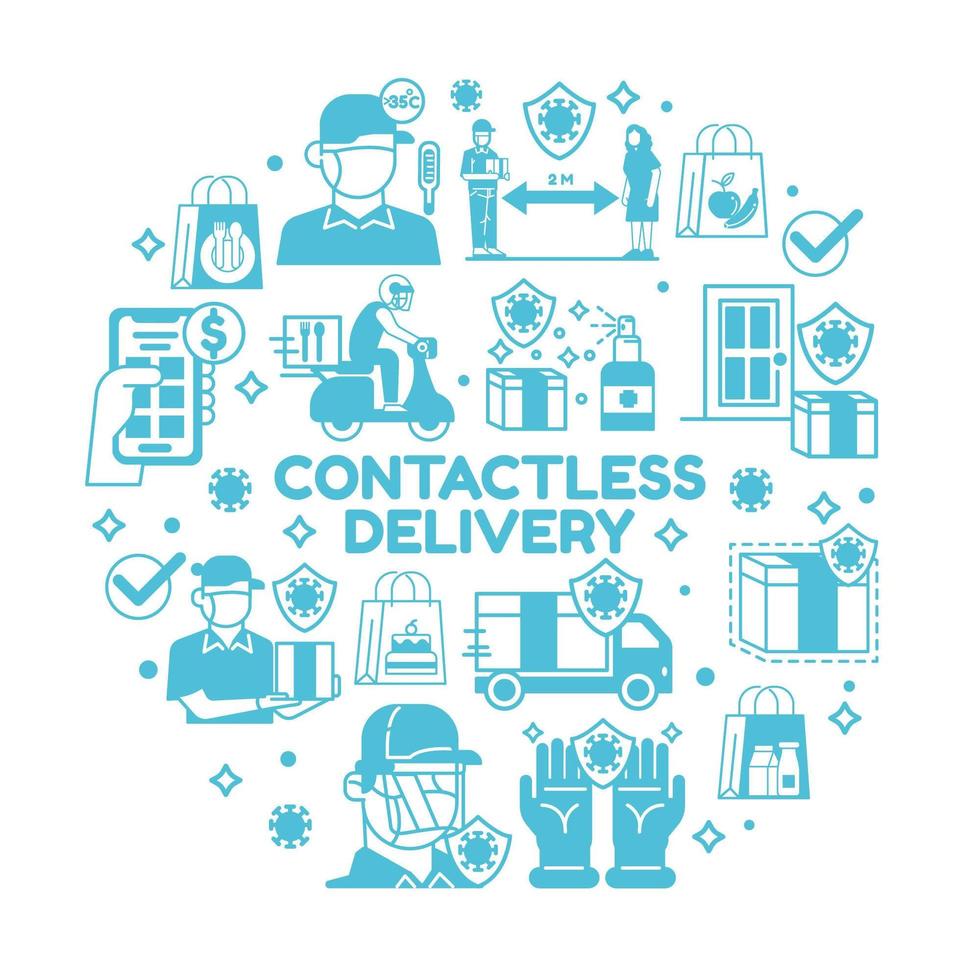 Contactless Delivery Icon Set vector