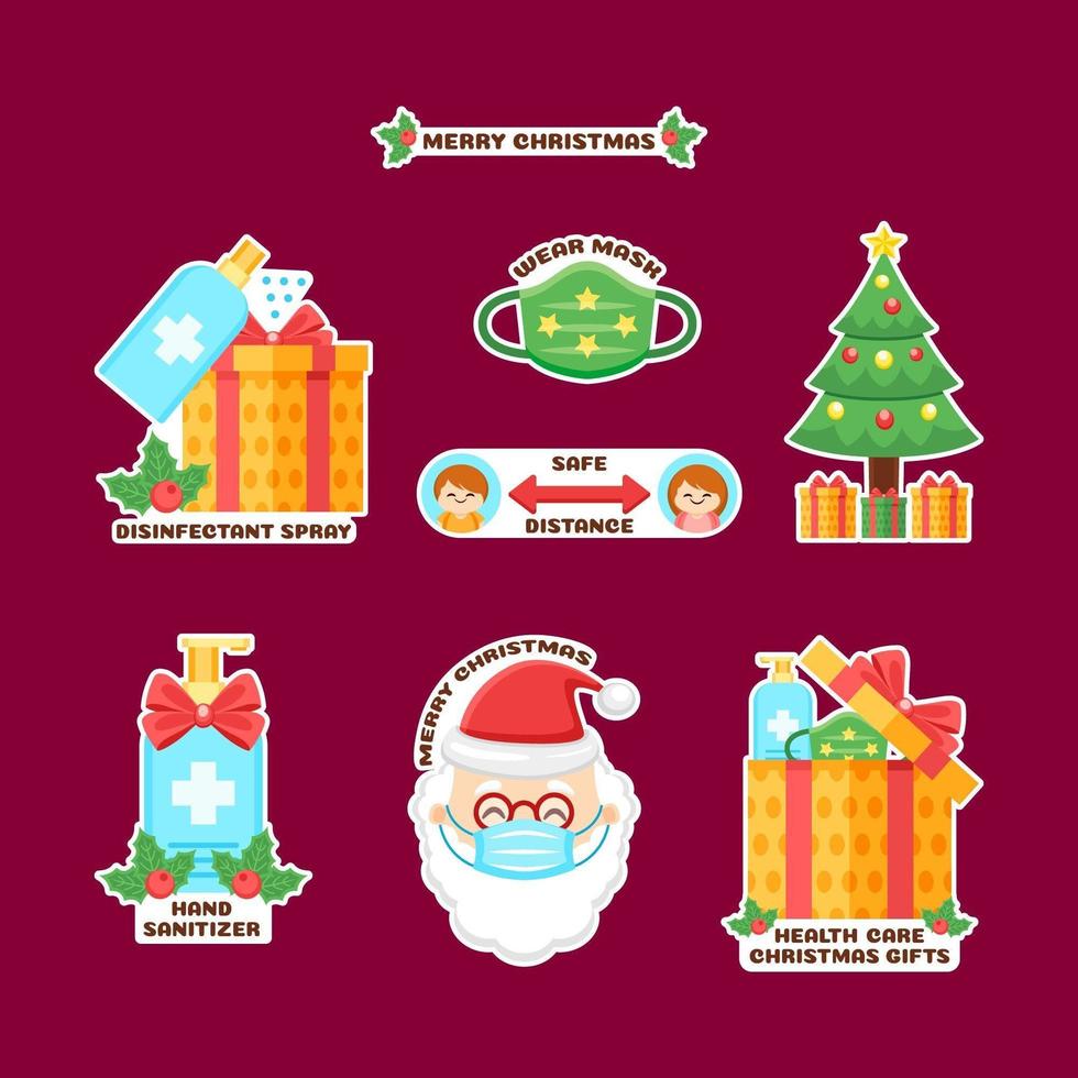 Colourful Christmas Festivity with Protocol Sticker Collection vector