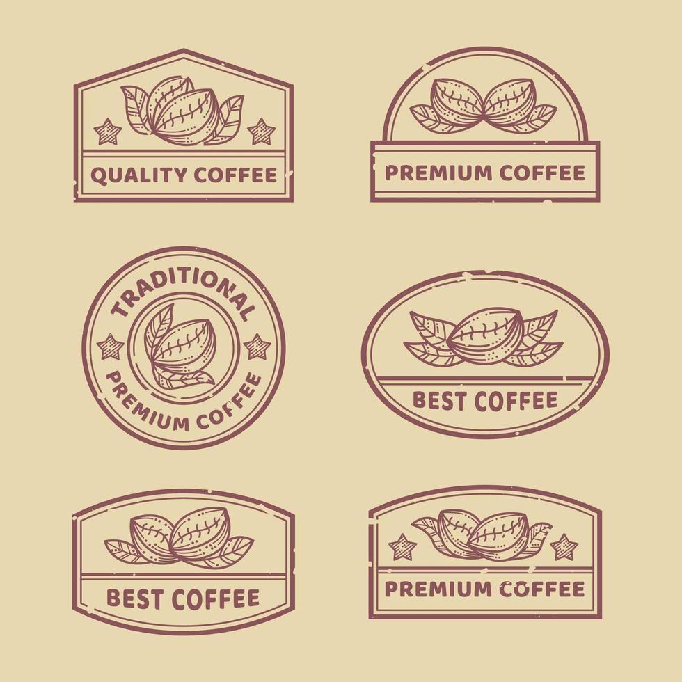 colecciones de logos de café de contorno vintage vector