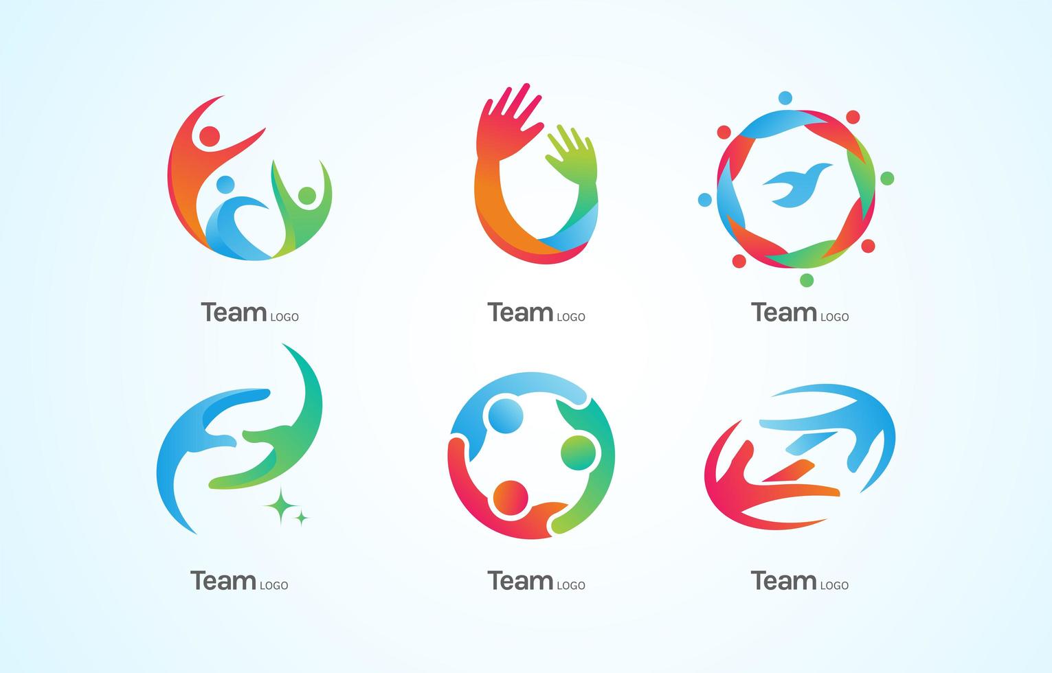 Team Work Logos With Different Personality Colors vector