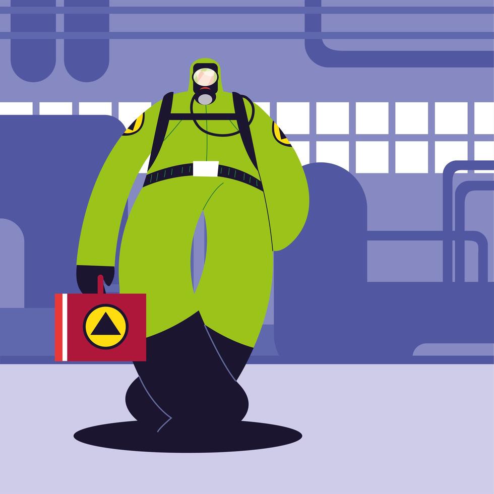 Man in protective suit, chemical industry vector