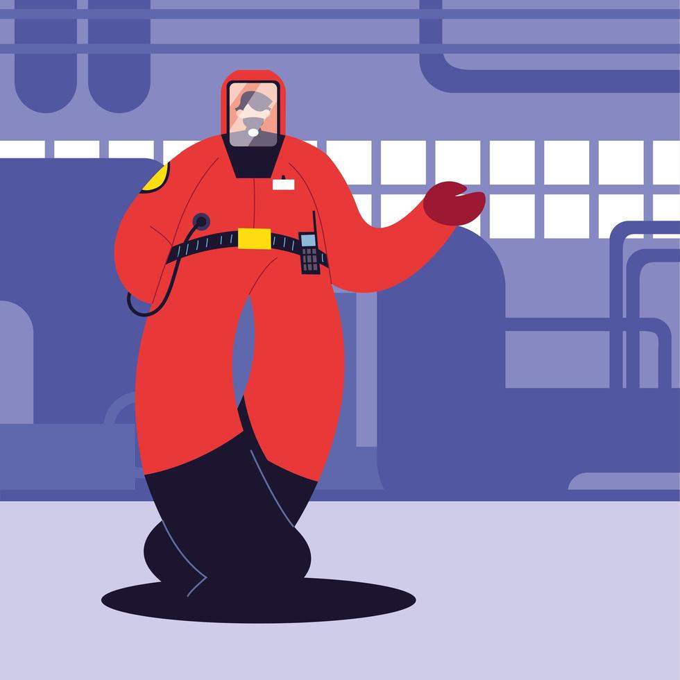 hombre en traje de protección, industria química vector