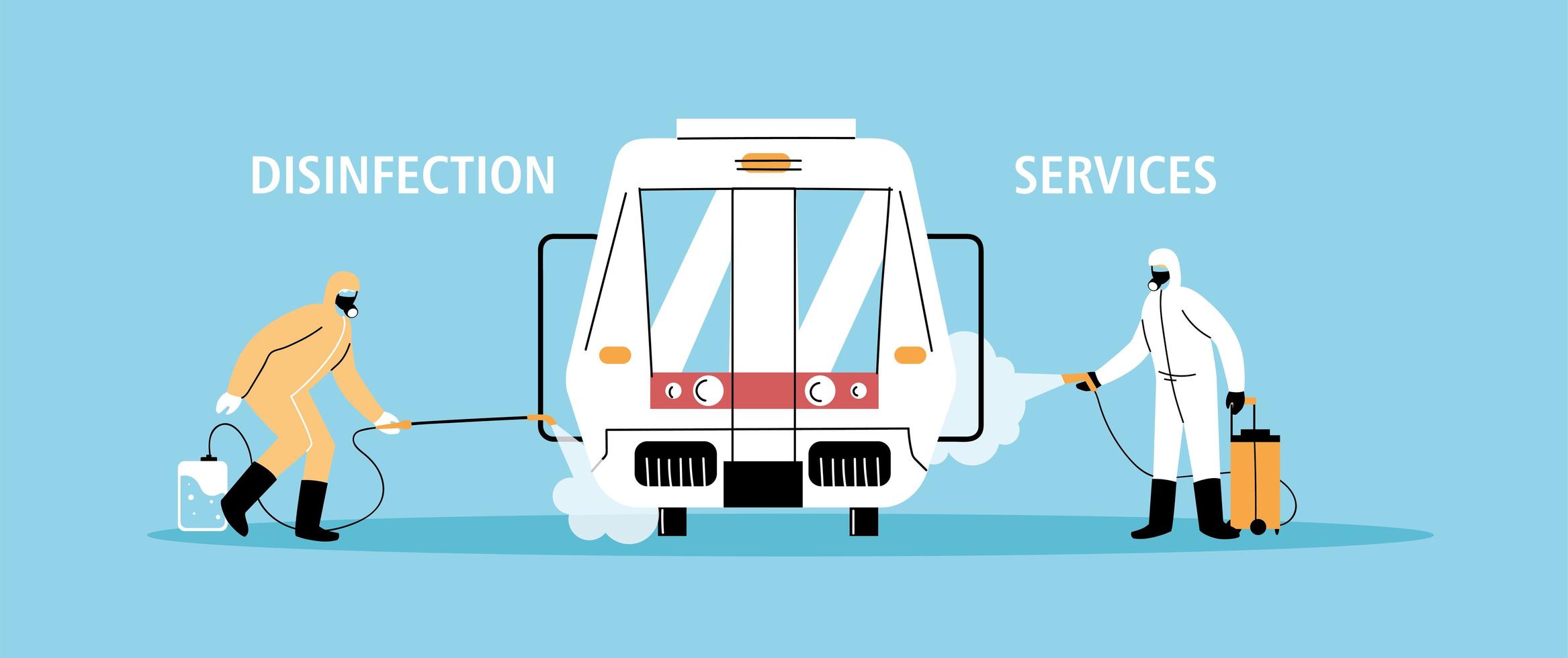 servicio de desinfección del metro por coronavirus o covid 19 vector