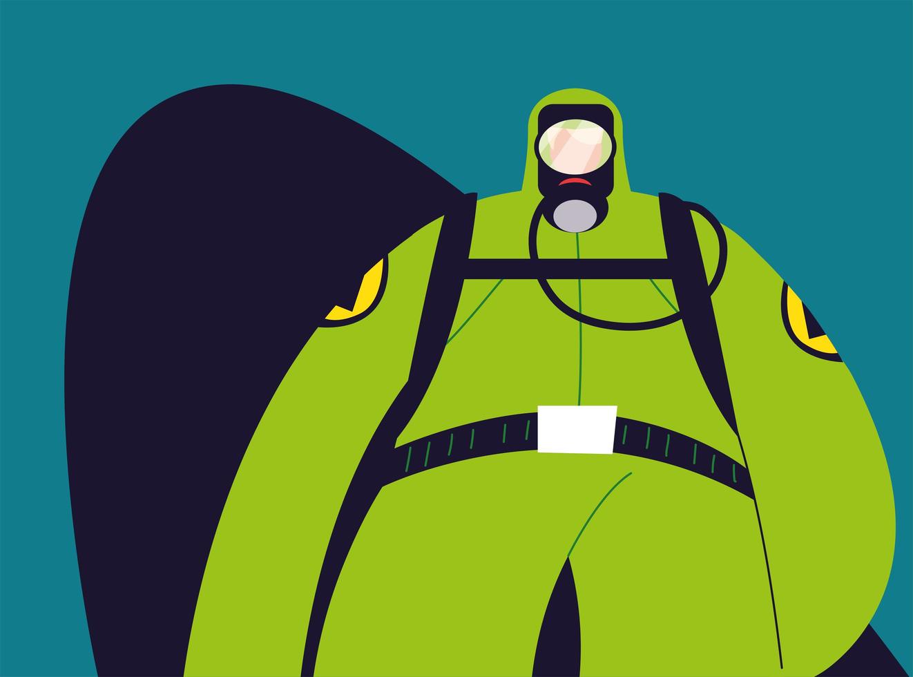 Man in protective suit, safety clothing vector