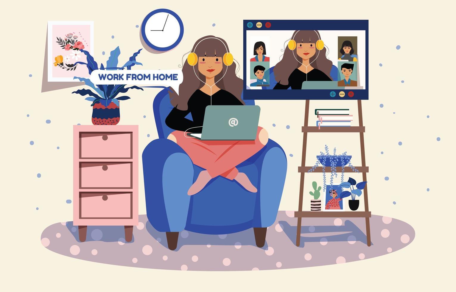Meeting Together When Working from Home vector