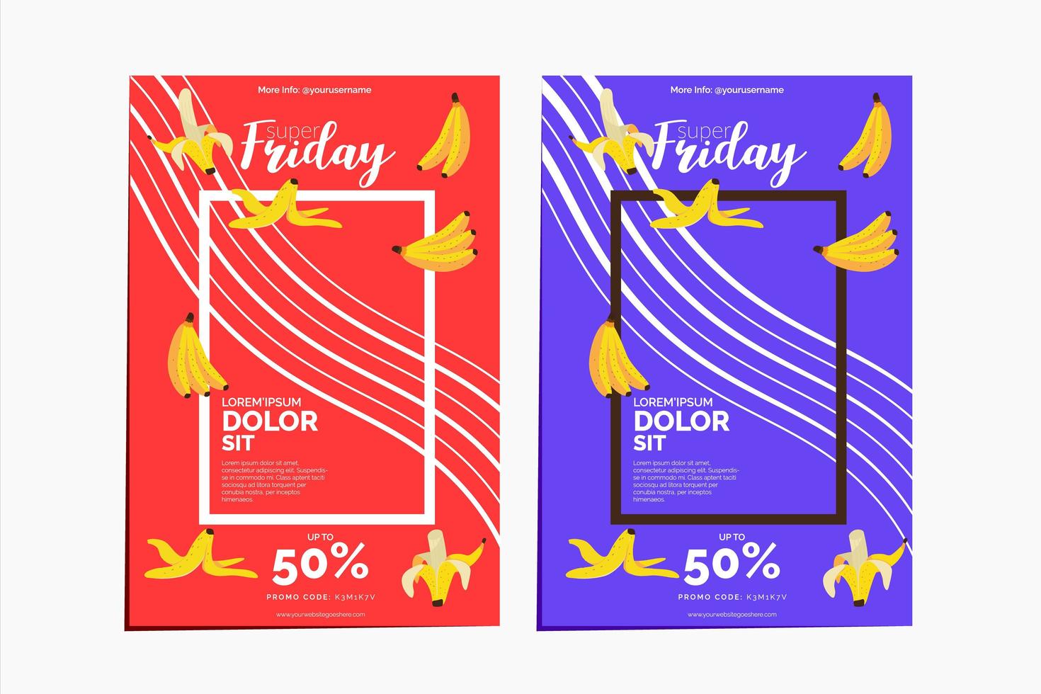 Super friday sale banner template with bananas vector