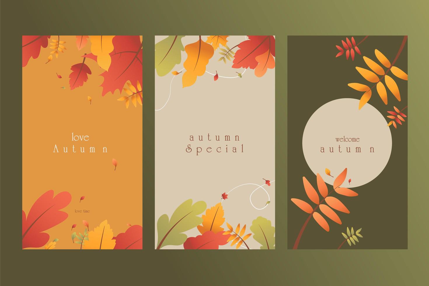 conjunto de banners de otoño de diseño degradado vector