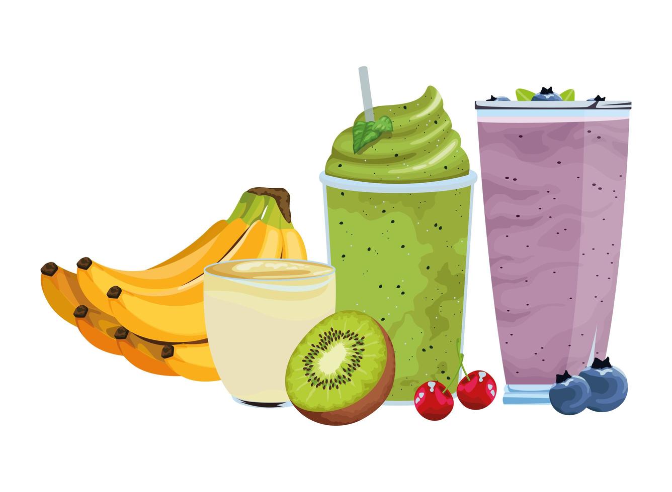 Tropical fruit and smoothie drink vector