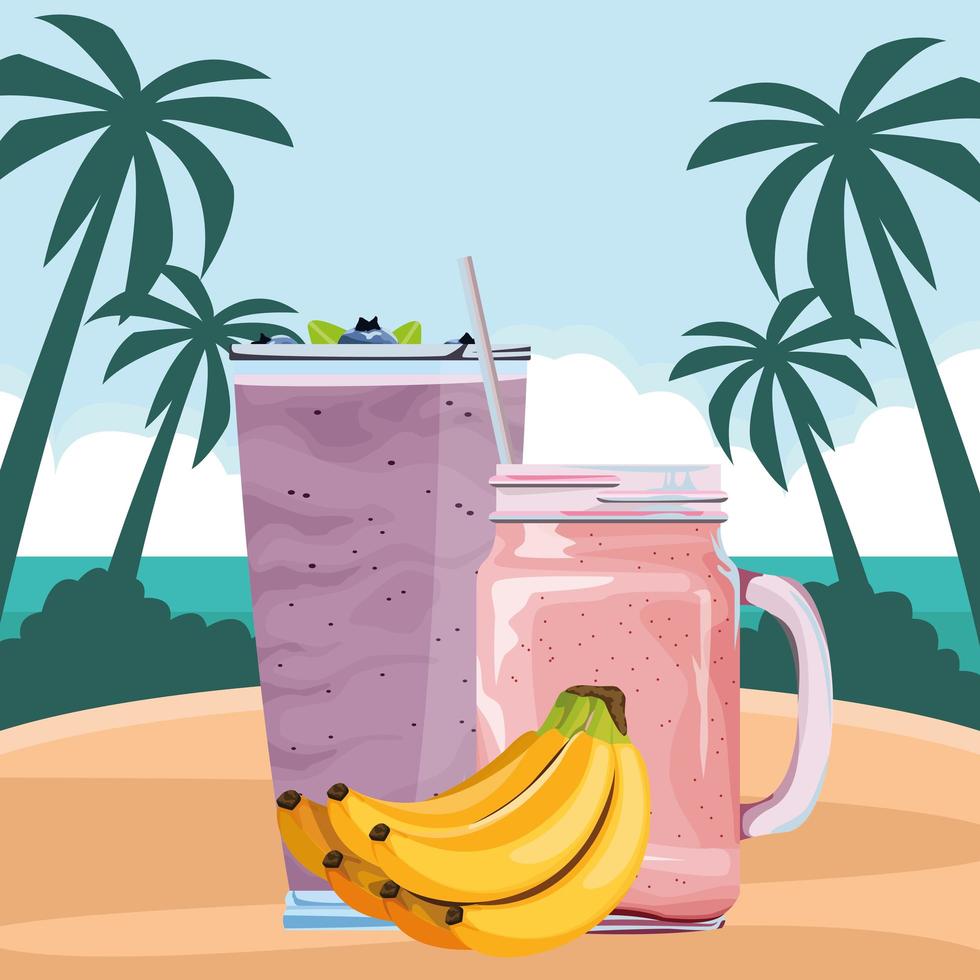 Smoothie drink composition outdoors vector