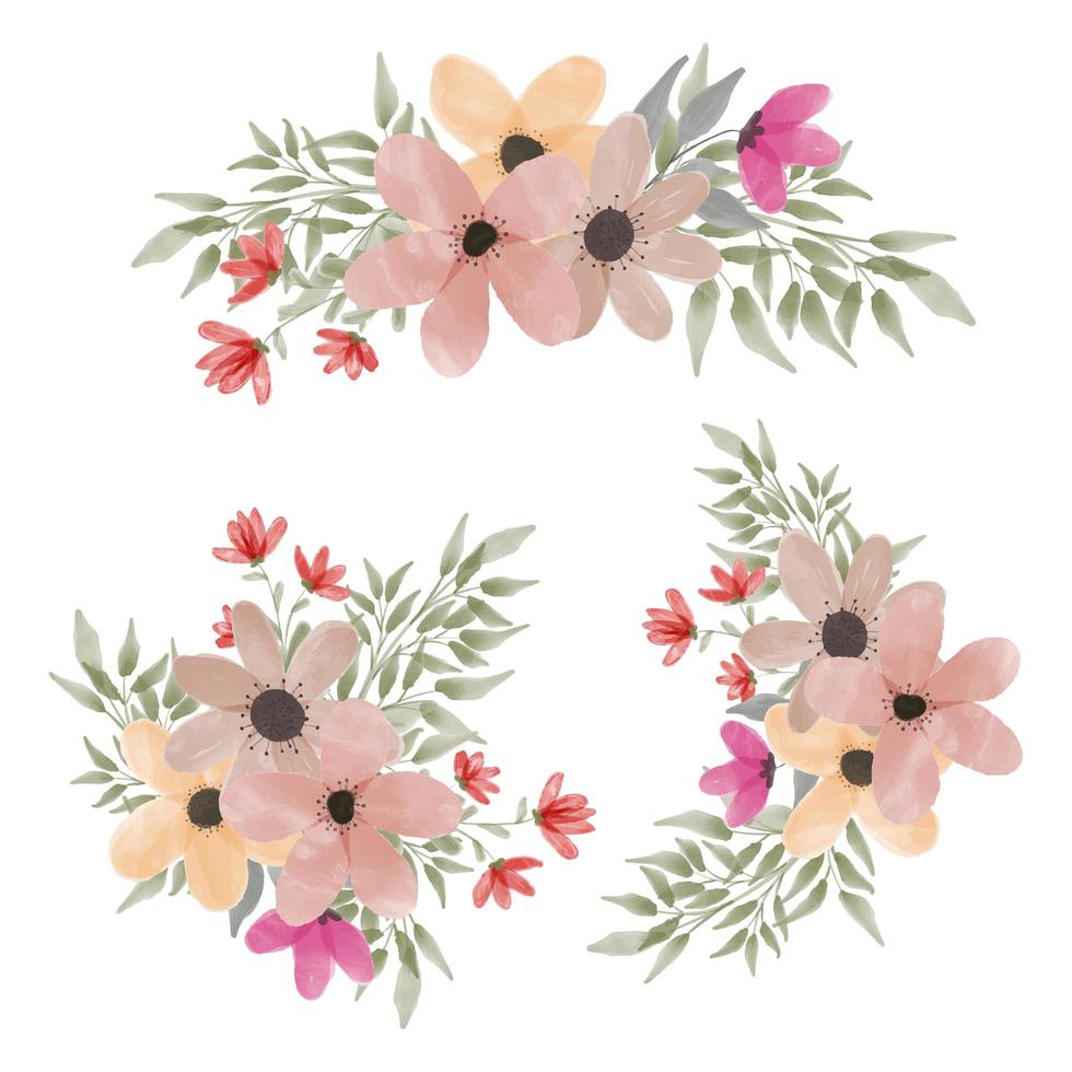Watercolor floral arrangement collection vector