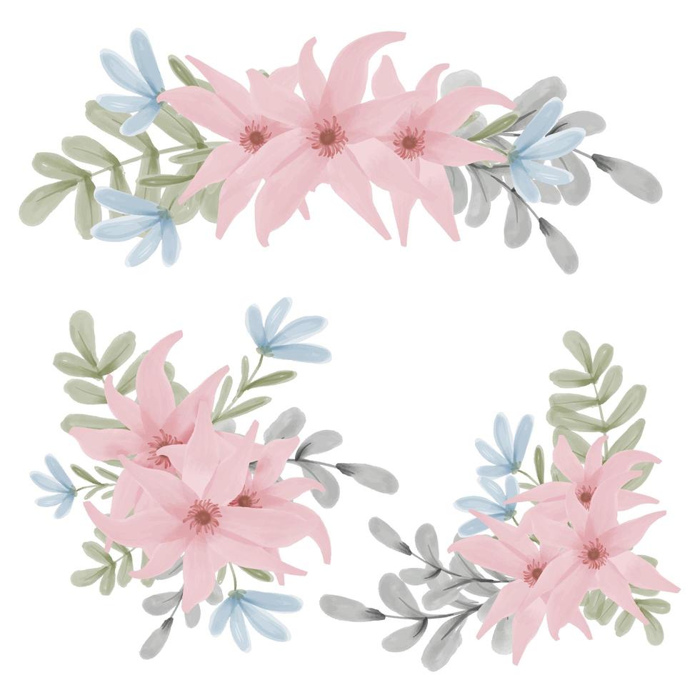 conjunto de ramos florales de acuarela pintados a mano vector