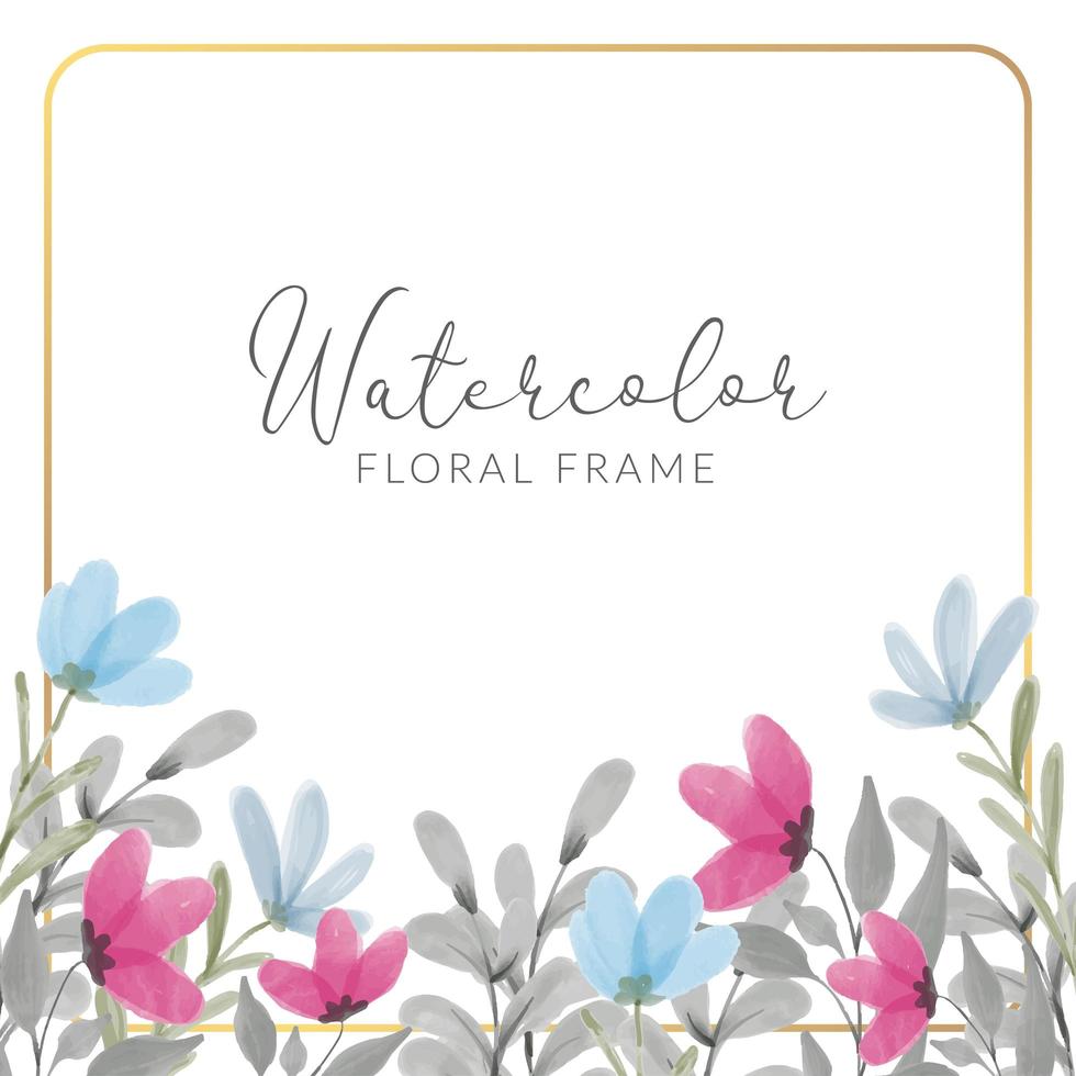 Watercolor floral frame with wildflowers vector