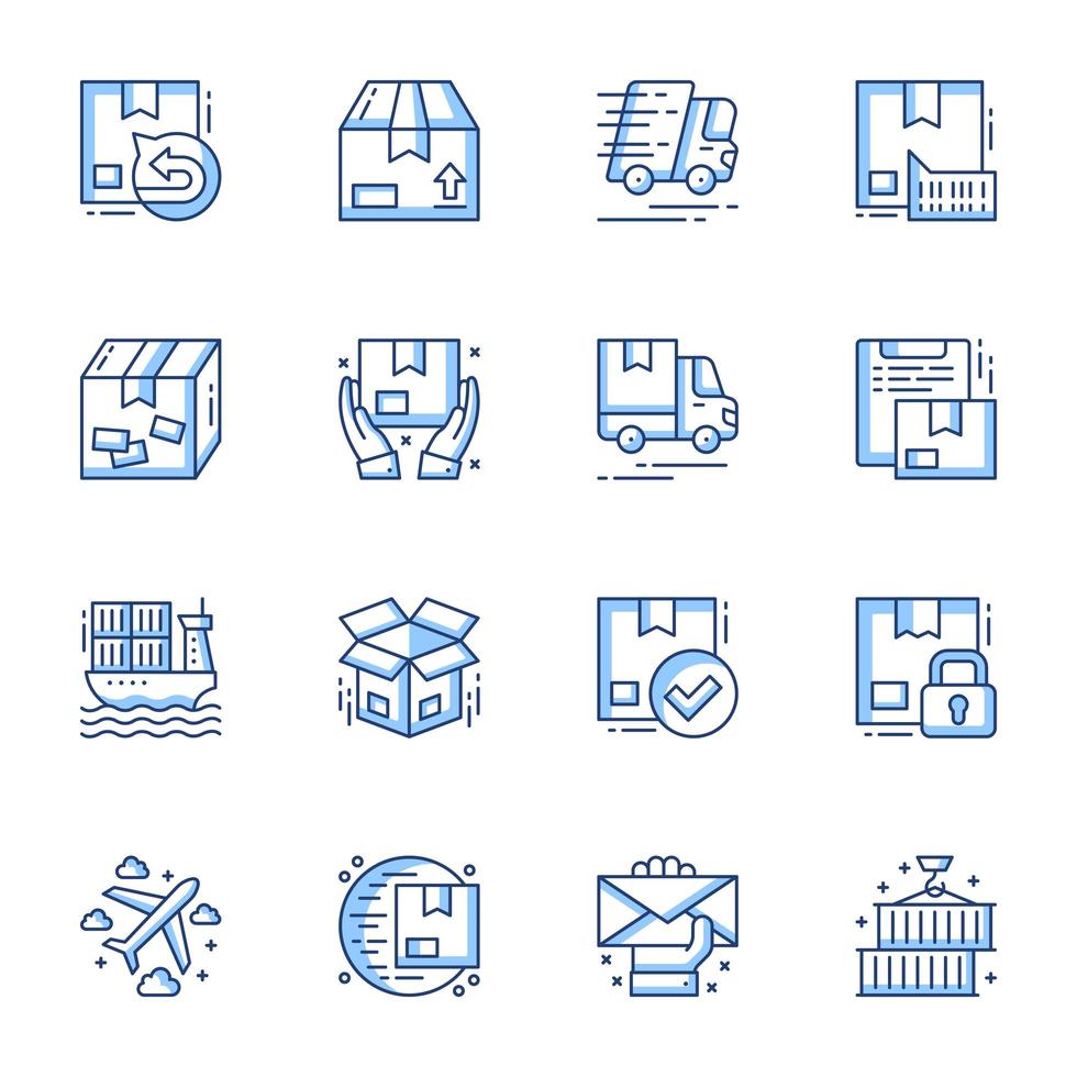 Order and delivery line-art icon set vector