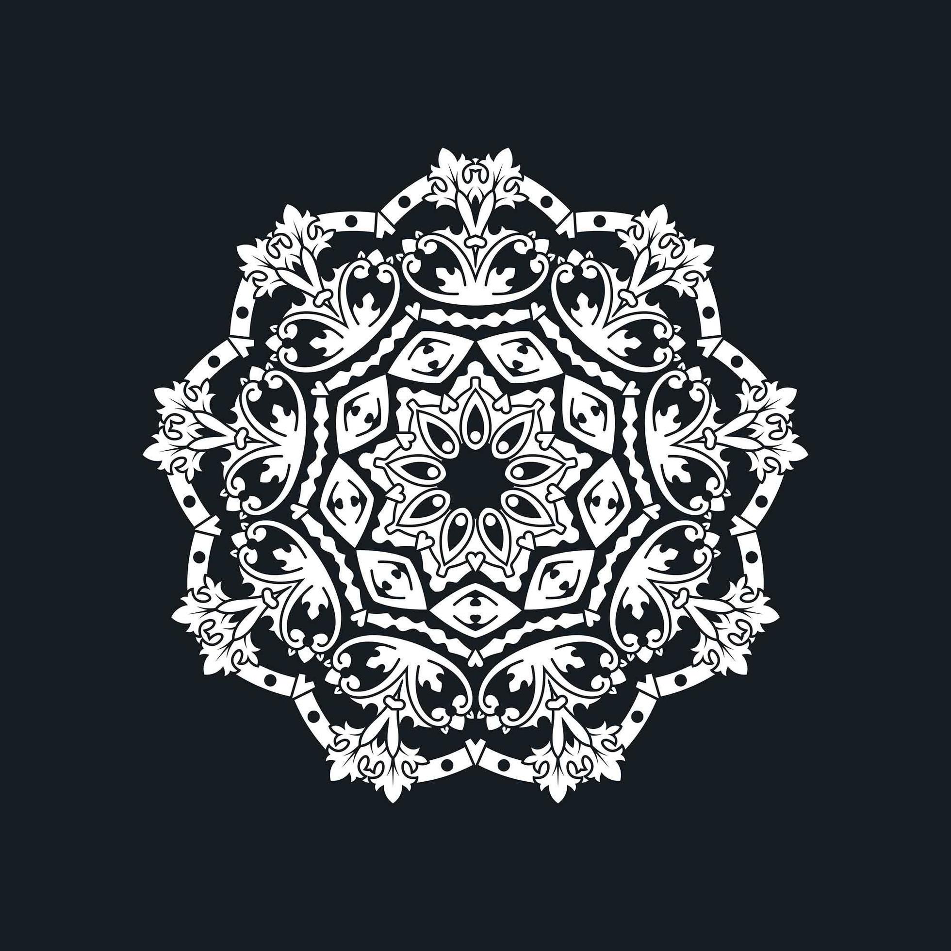 Abstract White Mandala Design on Black 1412444 Vector Art at Vecteezy