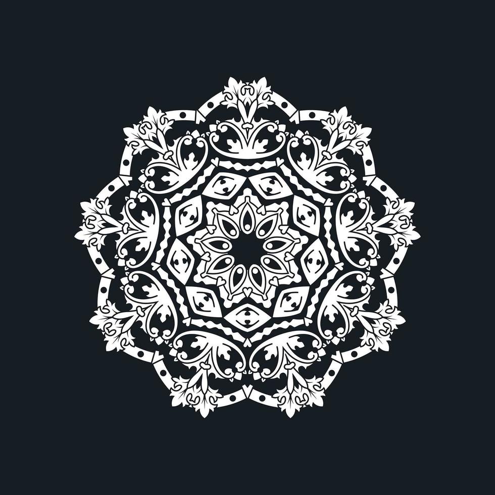 Abstract White Mandala Design on Black vector
